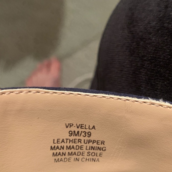 New Vince Camuto Vella Color Block Leather Slide Mule Cork Heel Slip On Peep Toe - Picture 6 of 8